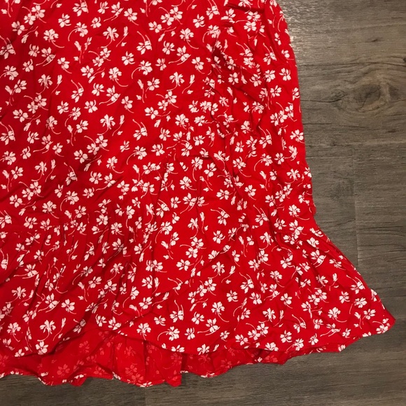 J. CREW FACTORY | Red Floral Faux Wrap Dress 2 - Picture 7 of 10